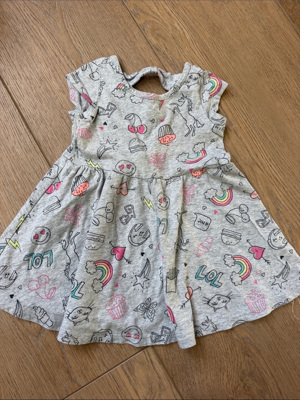 The Children's Place Gray Knit Dress with Colorful Icons